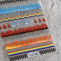 5D ultra-thin flame and checkerboard nail art stickers with rainbow and chain patterns - TS-515 Intense Flame