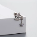 Silver titanium steel unicorn rocking horse stud earring with sparkling cubic zirconia stars - Unicorn Star Dangle (A016-6#) / Single Piece
