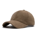 Classic brown faux suede baseball cap with a textured finish and curved brim - Coffee