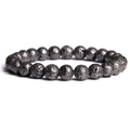 Minimalist 8mm black lava stone bead stretch bracelet with natural porous texture - Black Lava Stone