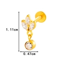 Gouden titanium lip piercing met marquise en ronde kristallen hangers versierd - Triple Marquise & Ronde Hanger (T2528-4# Goud)