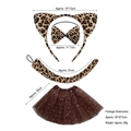 Leopard print costume set with cat ear headband, bowtie, tail, and brown sequin skirt - Leopard Ear 3-Piece Set + Coffee Star Tutu Skirt