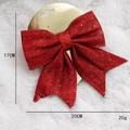 Fiocco di Natale rosso glitterato con targhetta oro, decoro per albero 20x17 cm - 17cm / Rosso