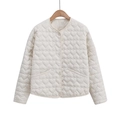 White heart-quilted lightweight jacket with a round neck and button-front closure - XS / Off White