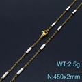 Gold finish titanium steel O-chain necklace featuring white cylinder bead accents - Gold White (KN232240-Z)