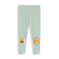 Green and white striped cotton leggings for girls with cute bee and flower patches - 2T (Height 80-90cm) / Green and White Striped