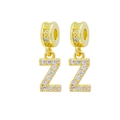 Gold plated letter Z pendant with micro-paved cubic zirconia stones for DIY jewelry - Letter-Z