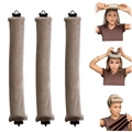 Lot de 3 bigoudis sans chaleur en velours beige avec clips noirs pour vagues - Lot de 3 / Poche zippée