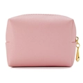 Borsa per cosmetici rosa testurizzata Saffiano impermeabile con zip dorata di lusso - Mini / Rosa Acqua