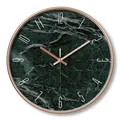 Silent wall clock with dark green marble pattern dial and rose gold metal frame - 015M Dark Green Marble-Rose Gold Frame