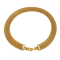 Detailed view of the 18K gold mesh choker necklace featuring a crystal encrusted clasp - YS819 Gold Necklace