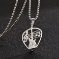 Collana uomo in acciaio inossidabile a plettro con nota musicale e catena box - 60CM / Argento