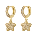Elegant gold star earrings featuring micro-pave multicolored cubic zirconia crystals - Gold Tone White Zircon Star