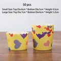Yellow muffin cups with heart patterns, 50-piece set of heat-resistant paper molds - Yellow Heart