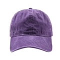 Détail de la casquette de baseball en coton lavé violet avec finition vintage délavée - Casquette De Baseball Violette / Lettre I