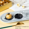 Black round base with clear dome lid for mooncakes and pastries, 7cm diameter size - 75g Round Tray/Cover (50 Pcs) / Black