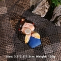 Cute Tang dynasty girl resin figurine with round fan in yellow top and blue skirt - Baishan Fridge Magnet (D1213-5)