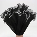 Elegant black pleated mesh flower wrap with white pearl trim for floral arrangements - Pearl Wave Mesh (28cm*4 Yards) / Black