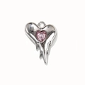 Melting silver heart pendant with pink crystal stone for DIY jewelry making - Pink White Gold Tone
