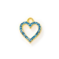 Ciondolo a cuore traforato in finitura dorata con cristalli blu pavé scintillanti - Oro Strass Blu