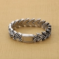 Vintage oxidized silver arrow link bracelet with a rugged industrial keel design - Steel Color (KB118447-BDJX)