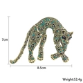 Vintage leopard brooch in bronze finish with green and black rhinestones, size 7x8.5cm - Retro Bronze Leopard XD823159
