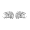 Détail de boucles d'oreilles créoles en C argentées multicouches avec zircons brillants - Type 02 Zircone de Forme Mixte Multicouche / Or Blanc