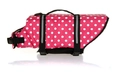 Dog life jacket in rose red polka dot pattern with safety handle and reflective straps - XXS / Pink Polka Dot