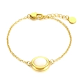 Elegant gold titanium steel bracelet featuring a round white mother-of-pearl inlay - Bracelet (KB169417-WGSA)