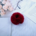 Chouchou chic en peluche rouge, élastique à cheveux doux en fausse fourrure de lapin - Bordeaux