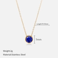 Gold stainless steel necklace featuring a faceted round dark blue gemstone pendant - September Royal Blue (Sapphire Color) / Gold