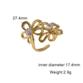 Detail showing 17.4mm inner diameter and 2.9g weight of the gold flower ring - Golden Double Flower Open Style (JR1067-G7)