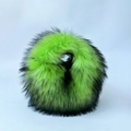 Neon green faux fur handbag with black tips in punk Y2K style for women - Fluorescent Green
