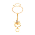 Gothic gold scorpion hand chain ring with sparkling rhinestones for statement style - Bracelet / Gold (6573)
