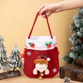 Red linen Christmas gift bag featuring 3D Santa Claus doll and plush edges with lights - Santa Claus