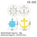 DIY silicone mold for nautical anchor and helm shapes with detailed measurements - 4# Helm & Anchor Set (15-141) / Gray