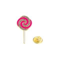 Spilla lecca-lecca in smalto rosa e oro con strass e chiusura a farfalla sul retro - Stile Lecca-lecca a Spirale Rosa (CZ1095-3)
