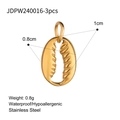 Macro detail of 18k gold shell pendant in stainless steel with 1cm size markers - Stainless Steel Seashell Pendant 3pcs (JDPW240016-3pcs)