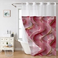 Detail of pink marble pattern shower curtain with gold glitter and silver metal eyelets - Single Shower Curtain / Pink Gold Marble