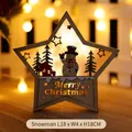 Lighted wooden star Christmas ornament with snowman silhouette, size 18x18cm - Star Snowman