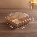 Square brown kraft sandwich box with transparent lid, size 12x12x6cm for bakery cakes - Medium Square Kraft