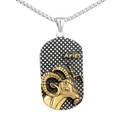 Collier pendentif zodiaque Bélier vintage avec relief doré et fond en maille argent - Bélier