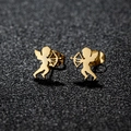 Golden cupid angel stud earrings in stainless steel with bow and arrow silhouette - Cupid / Gold