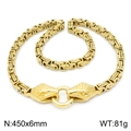 Golden snake head woven necklace and bracelet set made of durable stainless steel - Gold-45cm