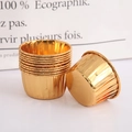 Stack of gold aluminum foil cupcake liners with metallic finish for baking muffins - Double-sided Gold