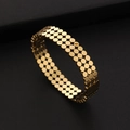 Bracelet jonc vintage en acier plaqué or 18K avec motif de cercles maillés entrelacés - Doré