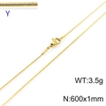 Golden stainless steel round snake chain necklace, 1mm width, 60cm length, weight 3.5g - Gold 1.0mm Snake Chain (KN203728-Z)