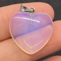 Heart-shaped synthetic opal pendant in iridescent purple with a silver metal bail - 20mm / Opal
