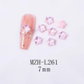 Detailed 7mm aurora pink star-shaped 3D nail art rhinestones with model MZH-L261 labels - 7-Point Star - Pink Mocha (L261)