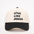 Two-tone beige and black baseball cap with Love Like Jesus embroidery design - Cream/Black